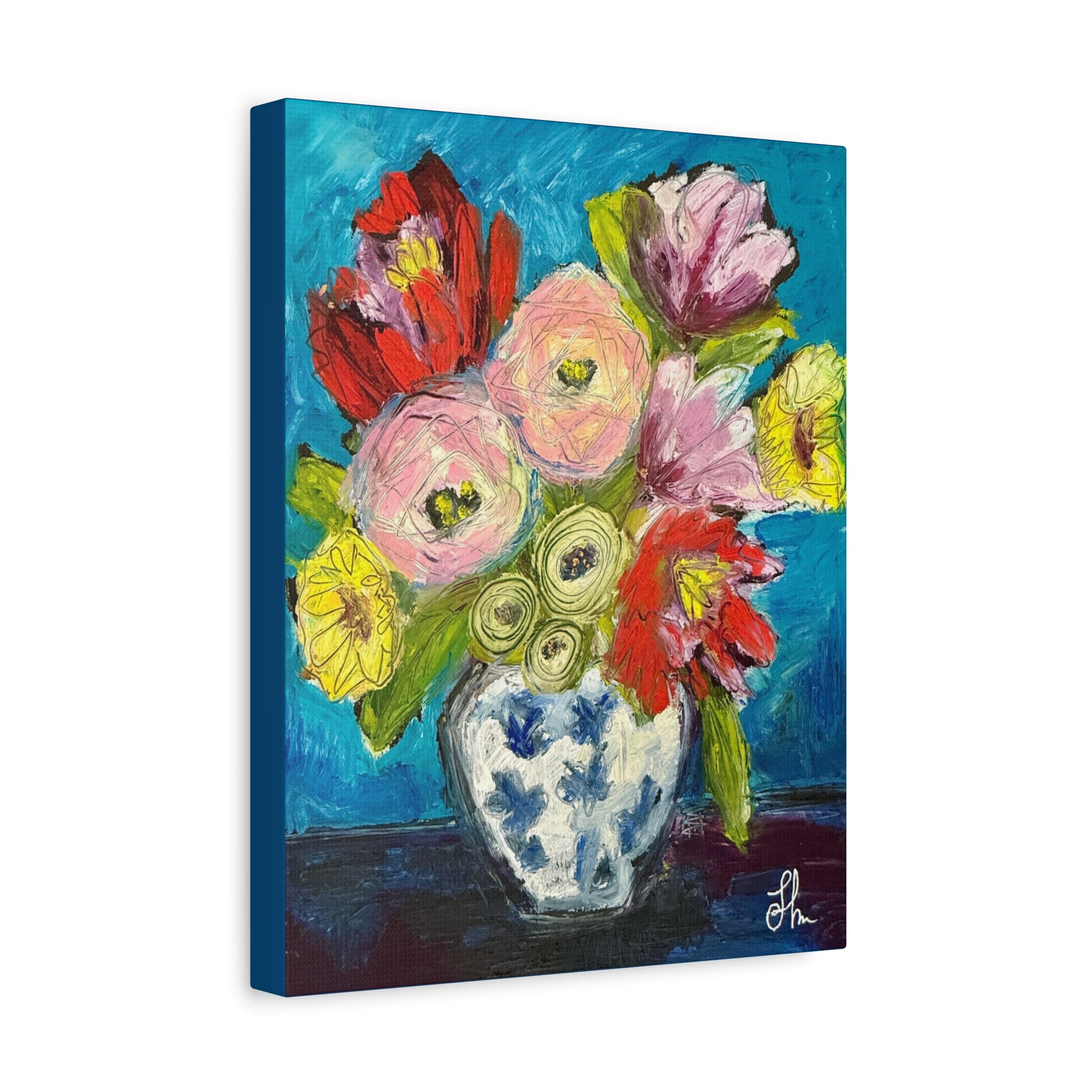 Garden Party in Blue Canvas Wall Art