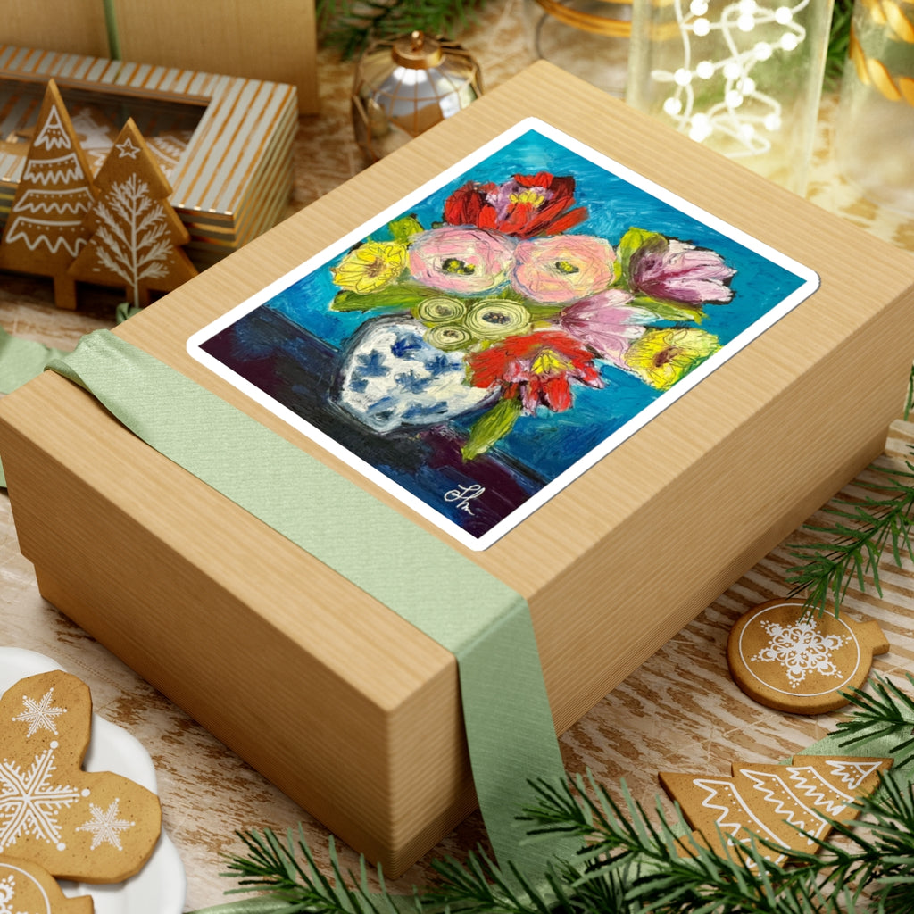 Floral Bouquet Sticker — Colorful Vase Flower Art Kiss-Cut Sticker