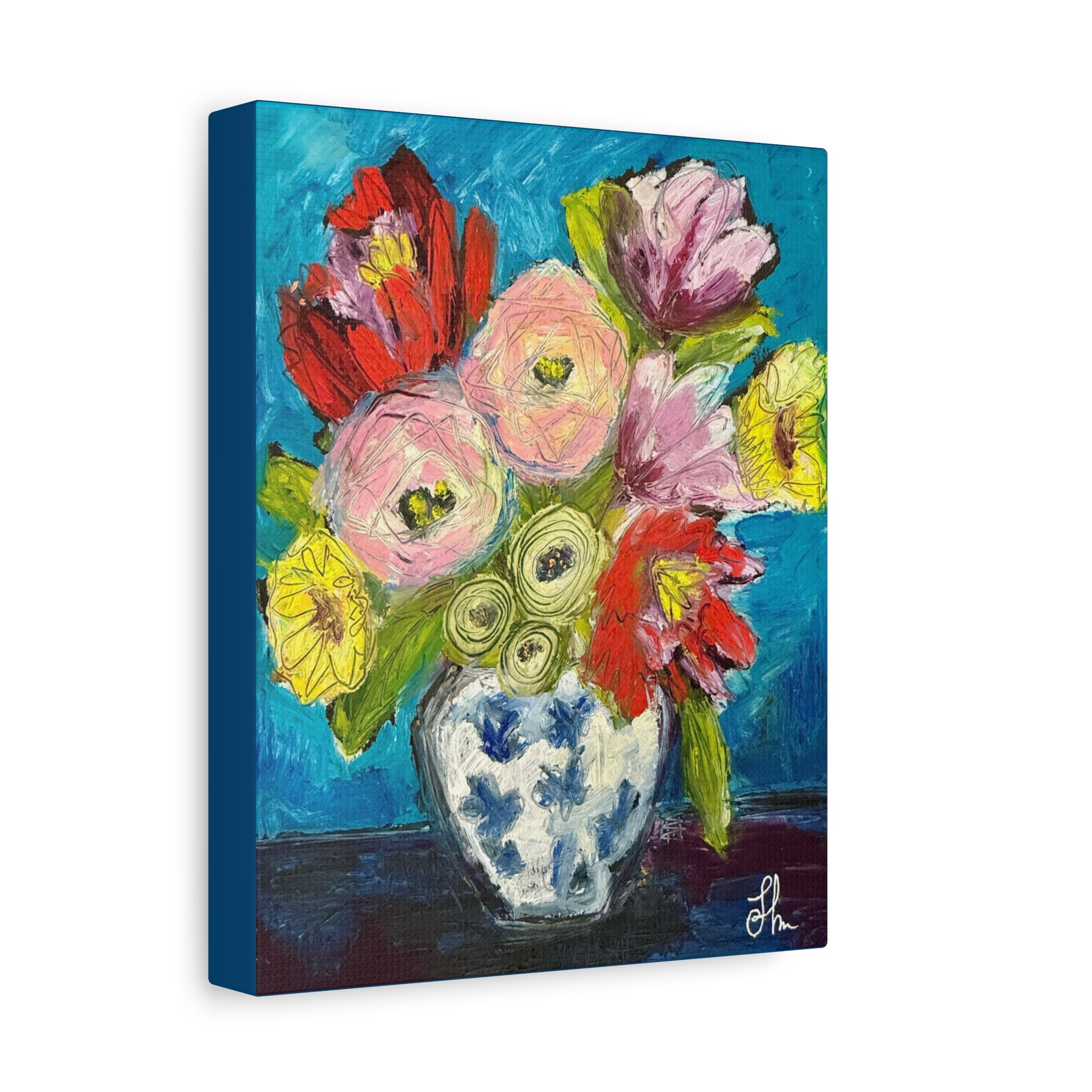 Garden Party in Blue Canvas Wall Art