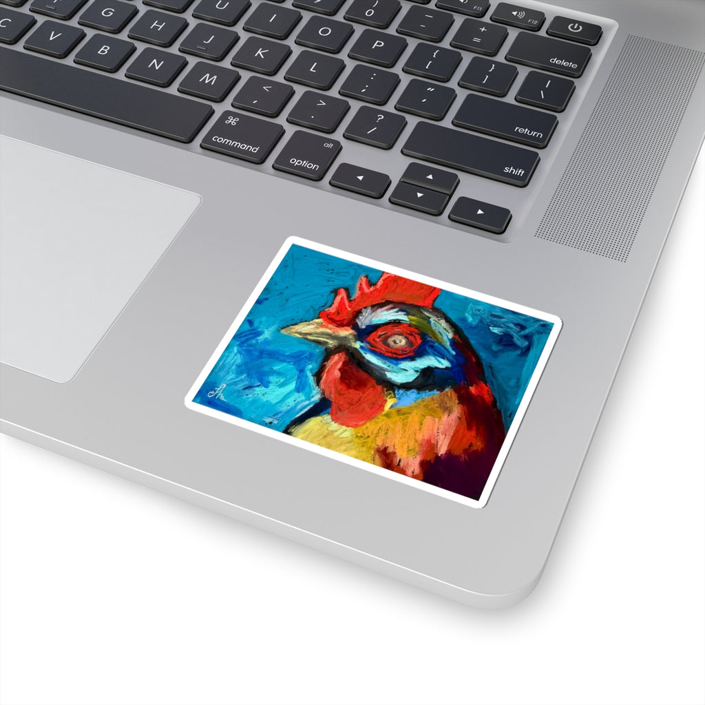 Rooster Art Sticker — Colorful Farm Animal Kiss-Cut Decal