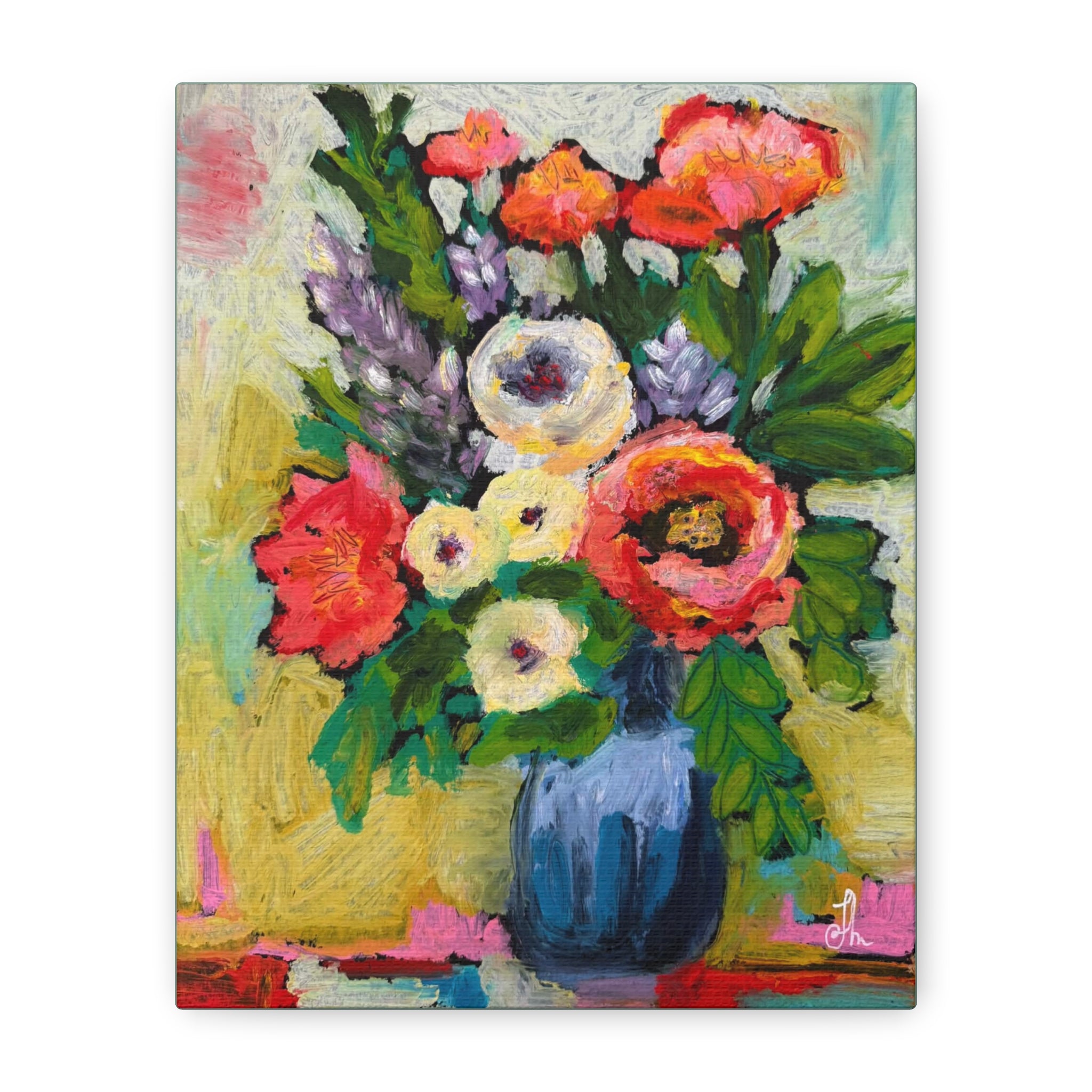 Original Oil Painting Floral Still Life 11x14 Flowers in Vase Signed