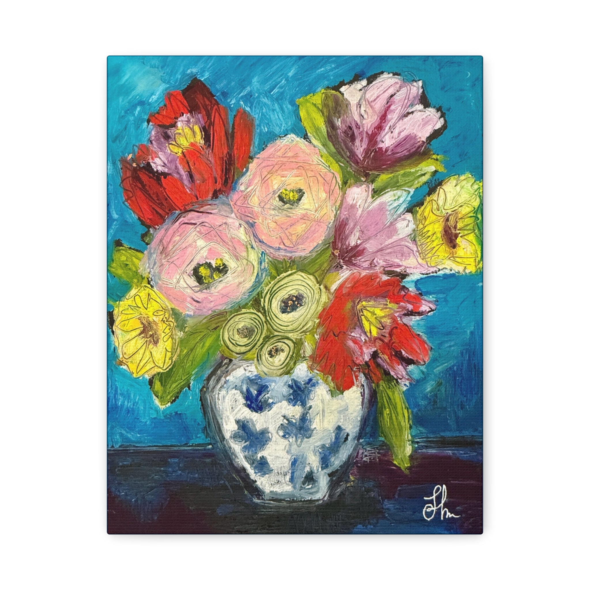 Garden Party in Blue Canvas Wall Art
