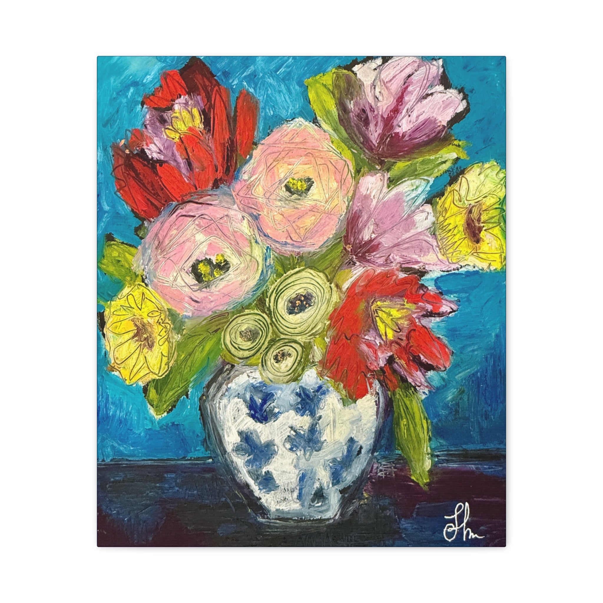 Garden Party in Blue Canvas Wall Art