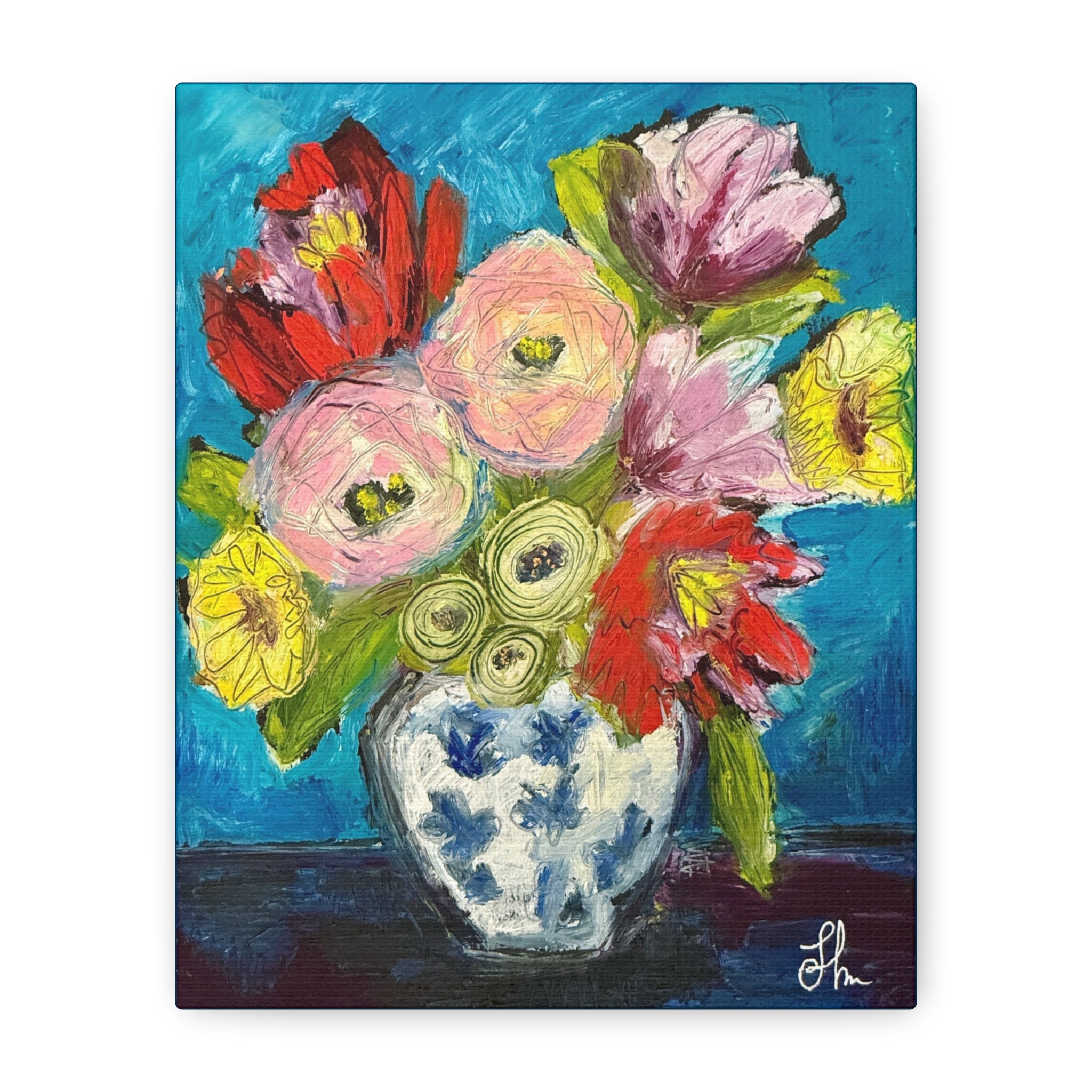 Garden Party in Blue Canvas Wall Art