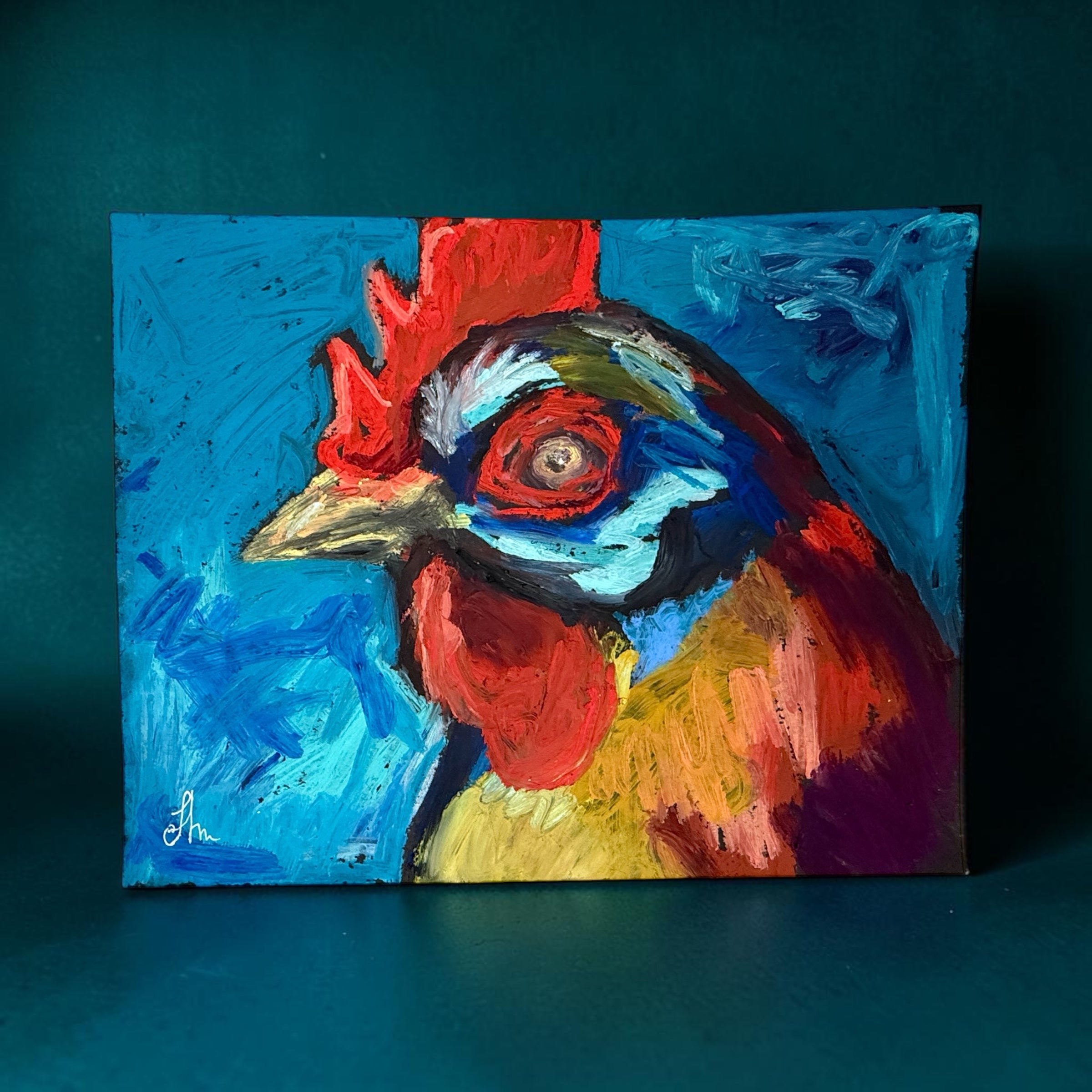 Colorful Rooster Printable Wall Art, Bold Farmhouse Chicken Art Digital Download, Modern Kitchen Wall Decor